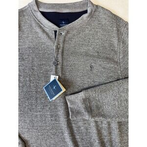 Tailorbyrd Mens Grey Waffle Knit Henley Shirt Long Sleeve NWT Size Medium